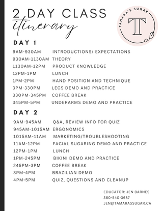 2 Day On-Site Sugaring Certification Class